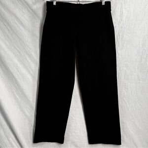 Eileen Fisher Crepe Ankle Pants Womens Medium Black Stretch Barrel Leg Pull On